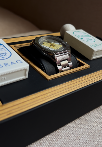 Montre homme argent avec cadran carte du Royaume