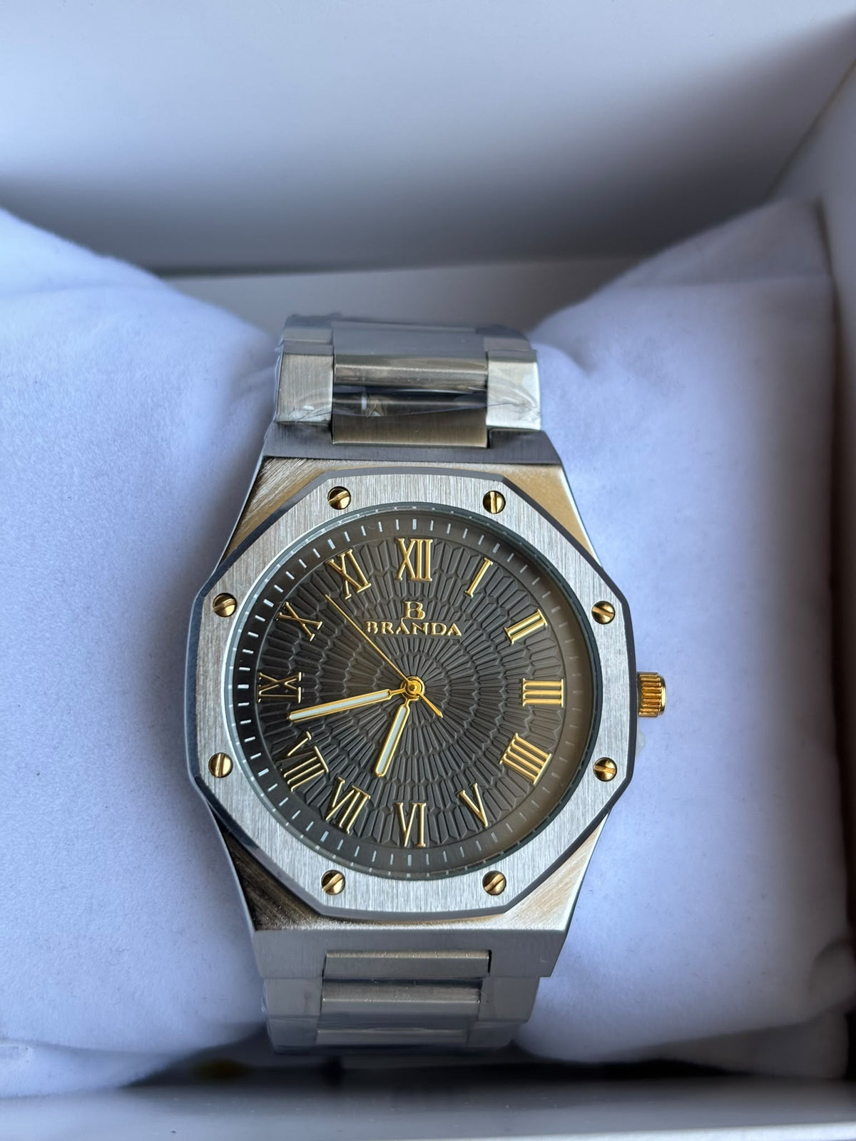 BRANDA octogonal  Gris Anthracite & Or