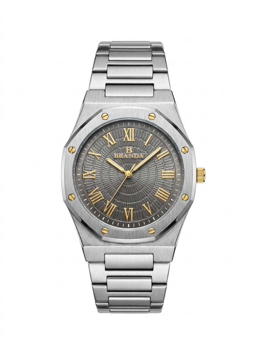 BRANDA octogonal  Gris Anthracite & Or
